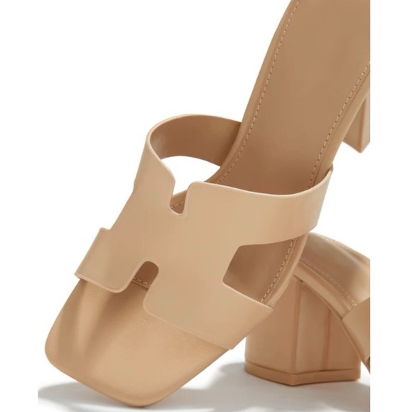 Nude H Band Block Heel Mules - Picture 2 of 6